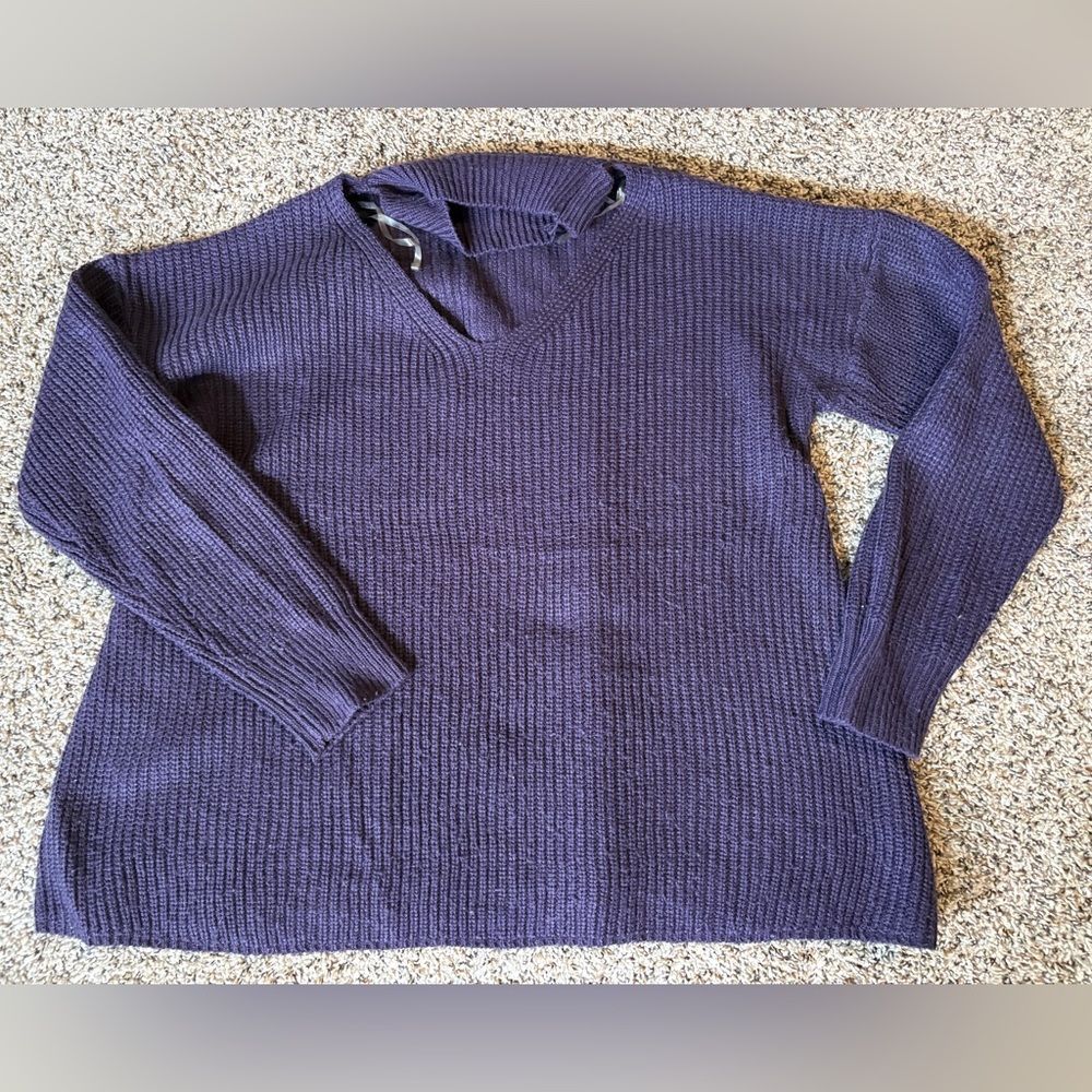Women's Choker Knit Sweater - Deep Purple